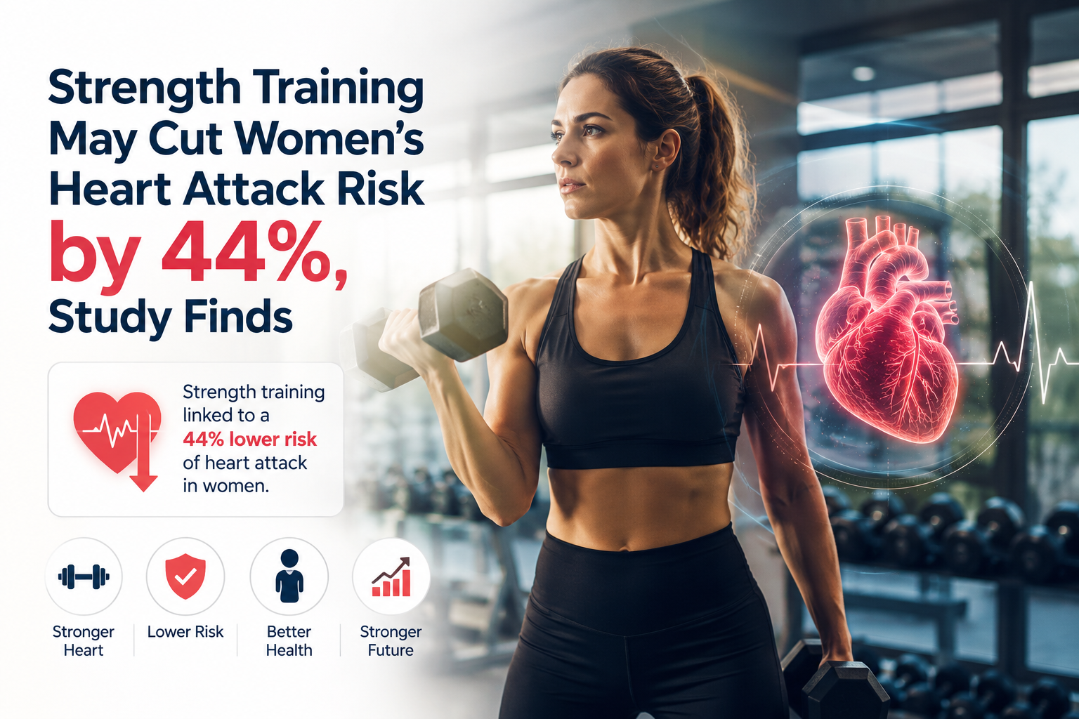 Strength Training May Cut Women’s Heart Attack Risk by 44%, Study Finds